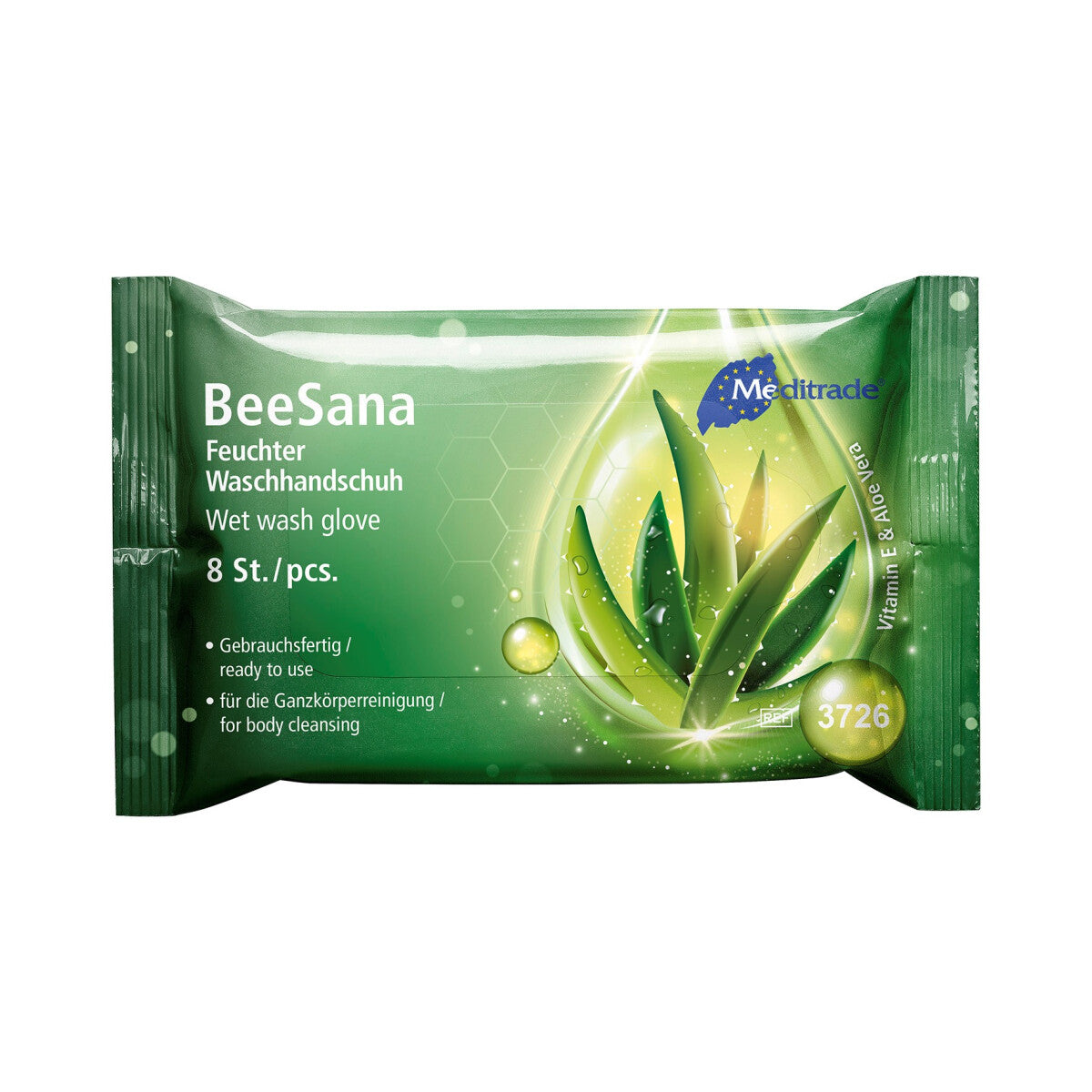BeeSana® - Feuchter Waschhandschuh - Vitamin C ,Kamille & Aloe Vera - 8Stk.