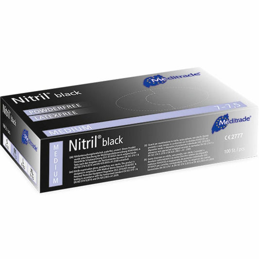 Meditrade® unisex Einmalhandschuhe Nitril® black schwarz  100 St.