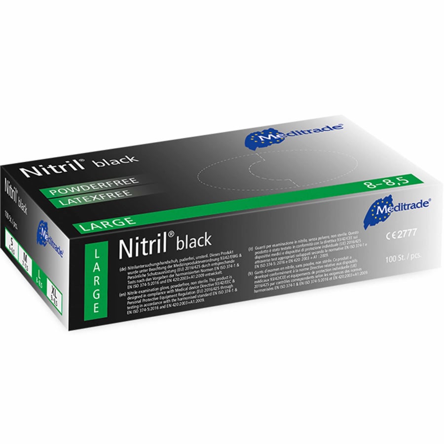 Meditrade® unisex Einmalhandschuhe Nitril® black schwarz  100 St.