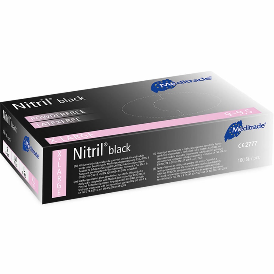 Meditrade® unisex Einmalhandschuhe Nitril® black schwarz  100 St.