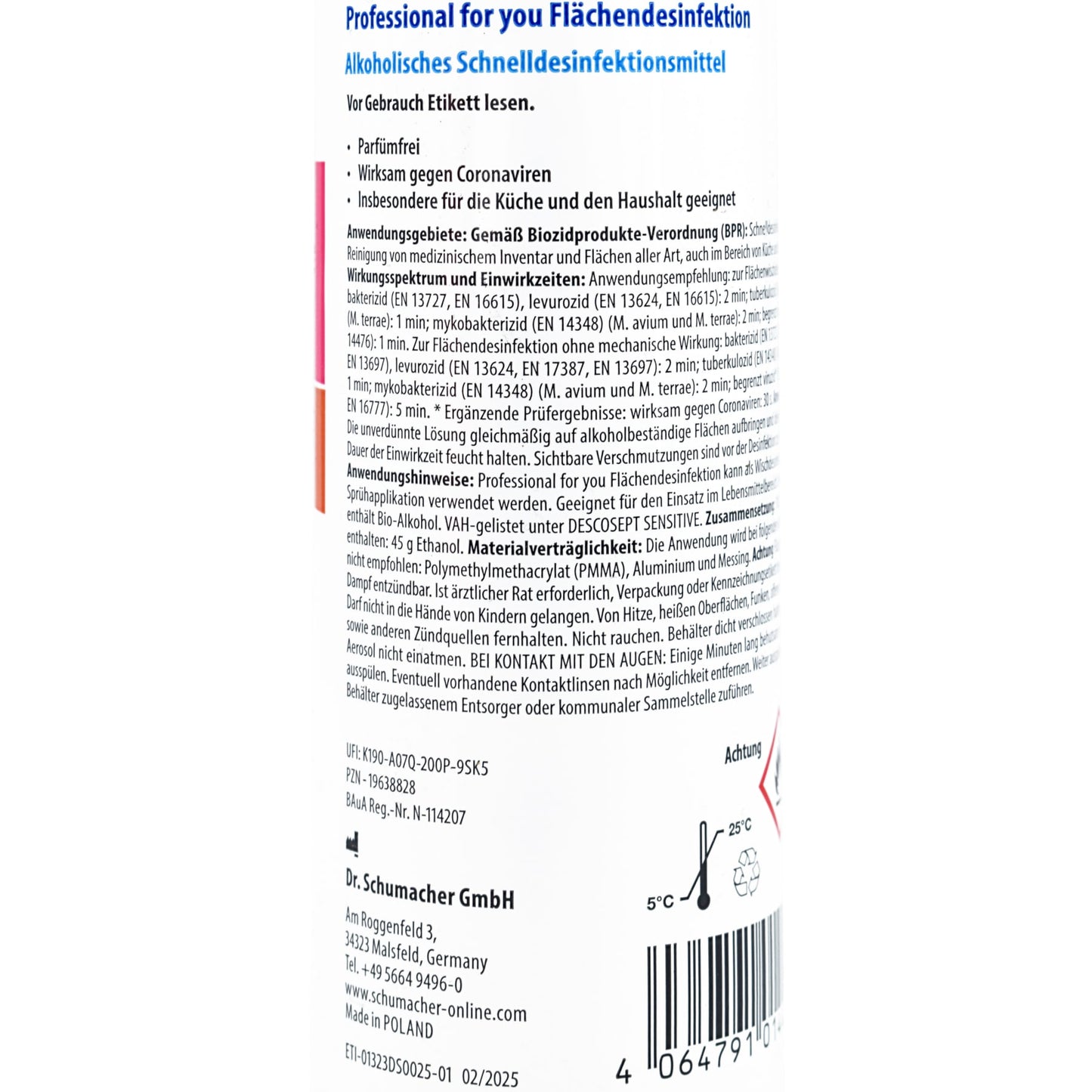 Dr. Schumacher Professional for you Flächendesinfektionsmittel – 250 ml - Sprühflasche