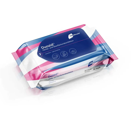 Meditrade Duozid Desinfektionstücher zur Hände- und Flächendesinfektion, 50 Stück