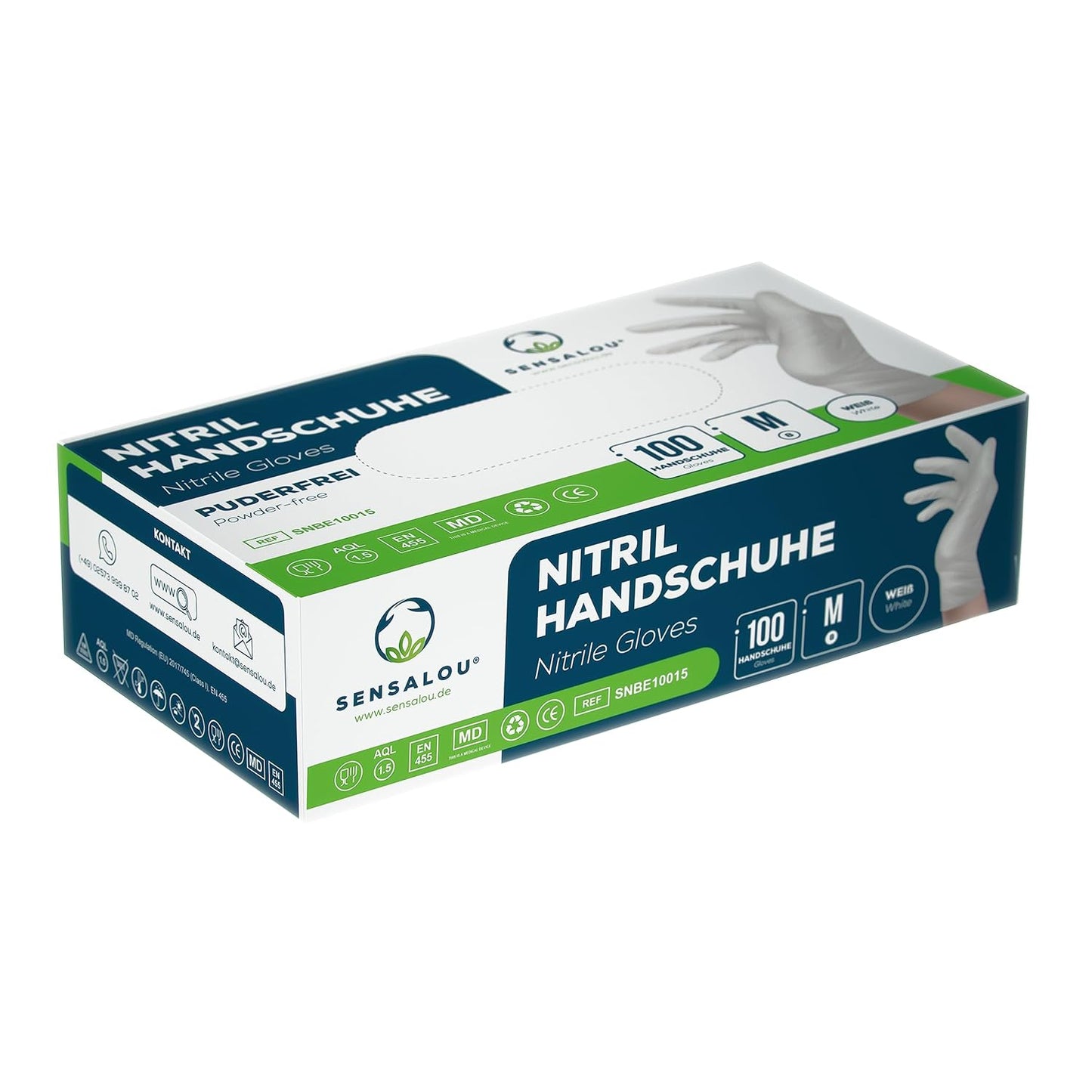 Sensalou Disposable Nitrile Examination Gloves, Powder-Free, Latex-Free 