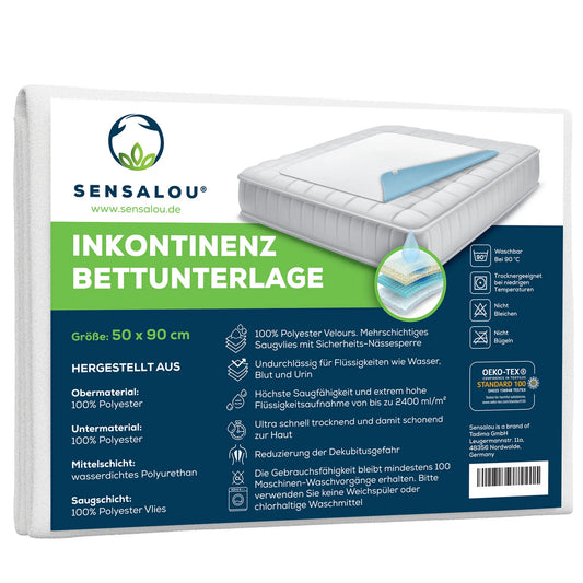 Sensalou Inkontinenz Bett Unterlage - Auflage (wiederverwendbarer Bettschutz)