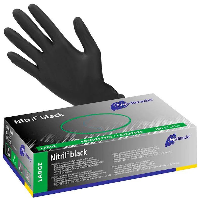 Meditrade® unisex Einmalhandschuhe Nitril® black schwarz  100 St.