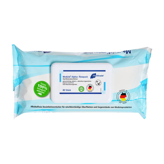 Flächendesinfektionstücher - Medizid Alpha+ Flowpack á 80 Desinfektionstücher 22 x 20